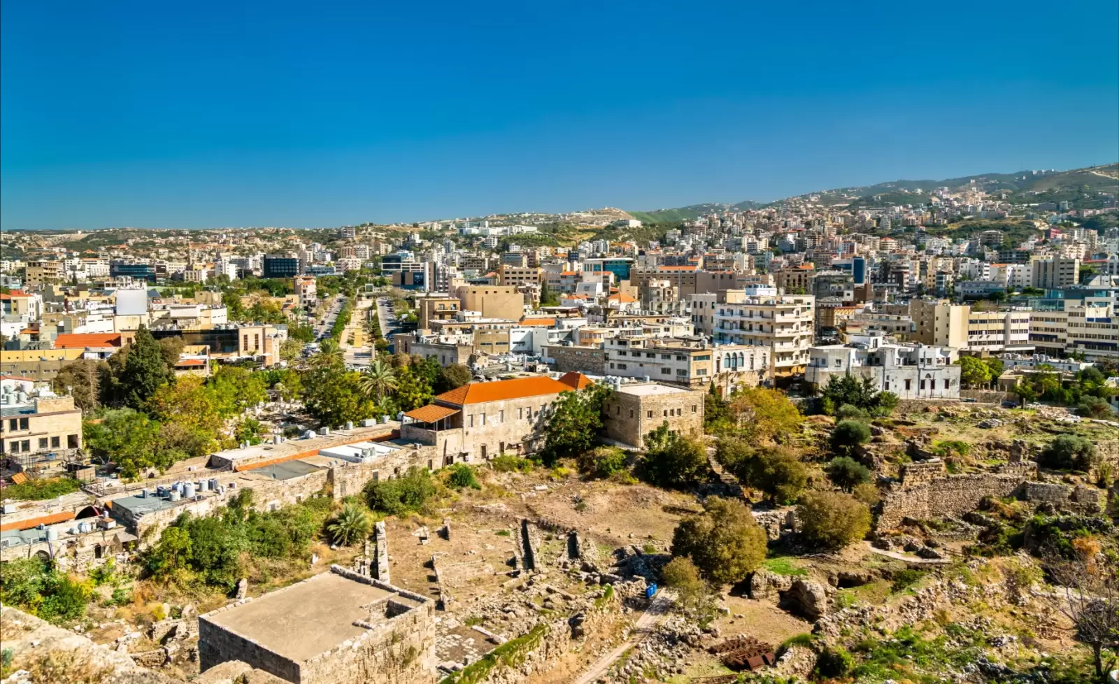 aerial view of byblos town in lebanon