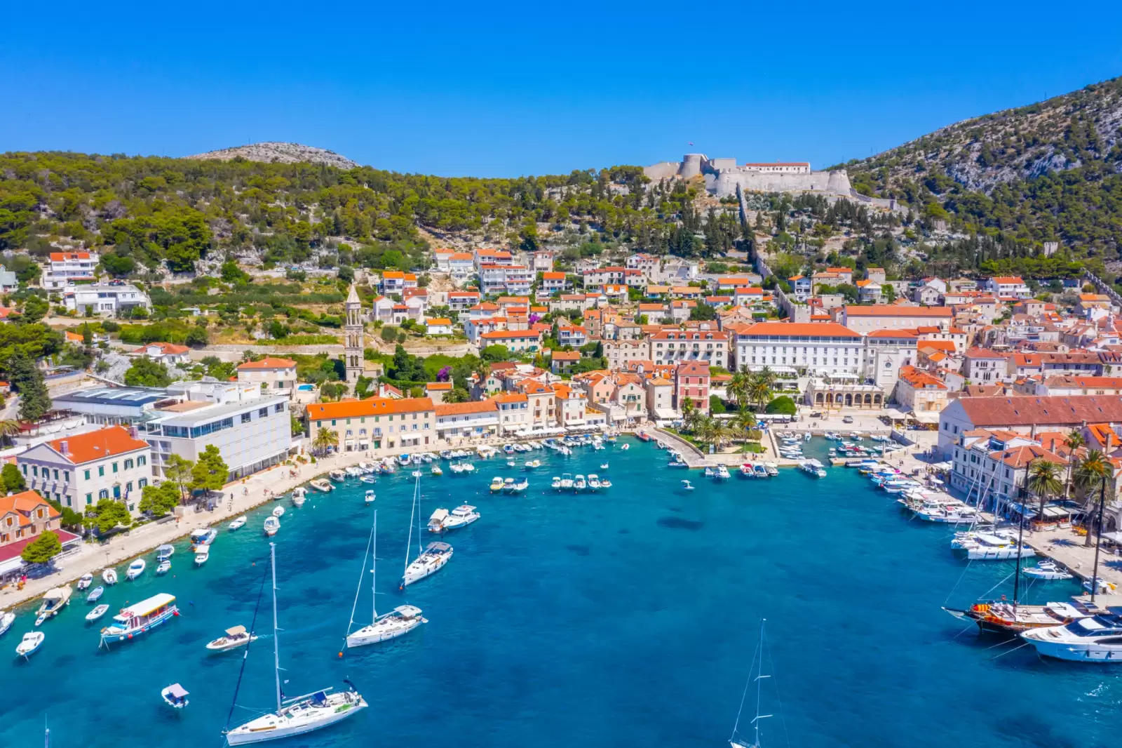 aerial view of croatian town hvar