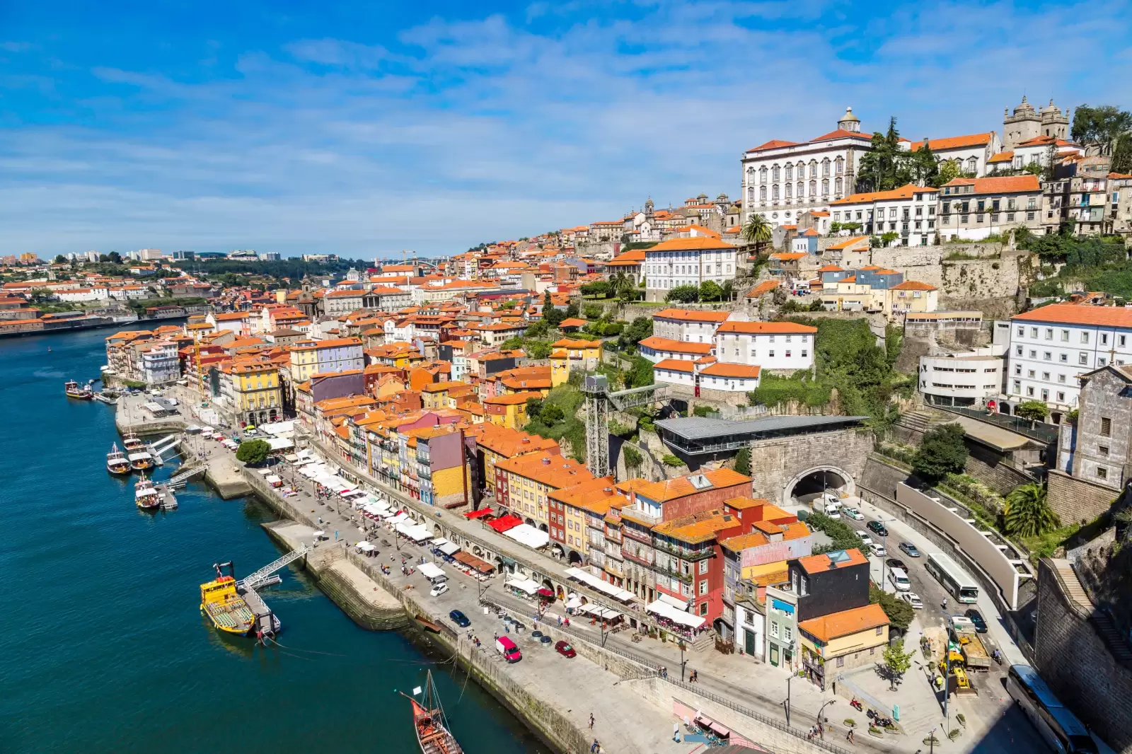 aerial view of porto in portugal in a beautiful summer day