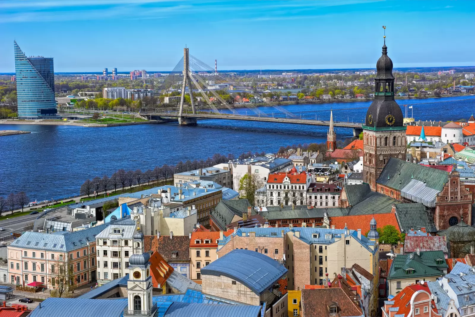 aerial view to old town of riga latvia