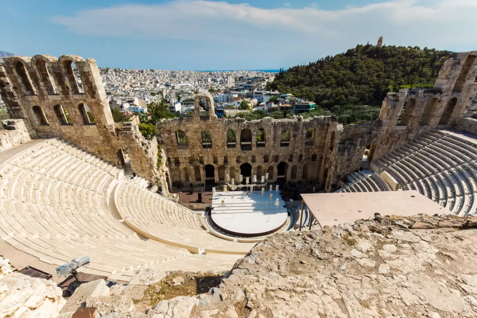 ancient theater in a summer day in acropolis greece athnes