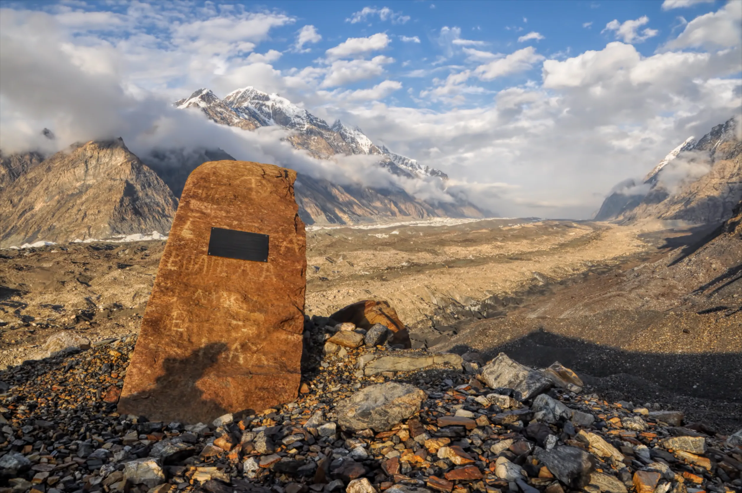 beautiful landscape on engilchek glacier in tian shan mountain range in kyrgyzstan