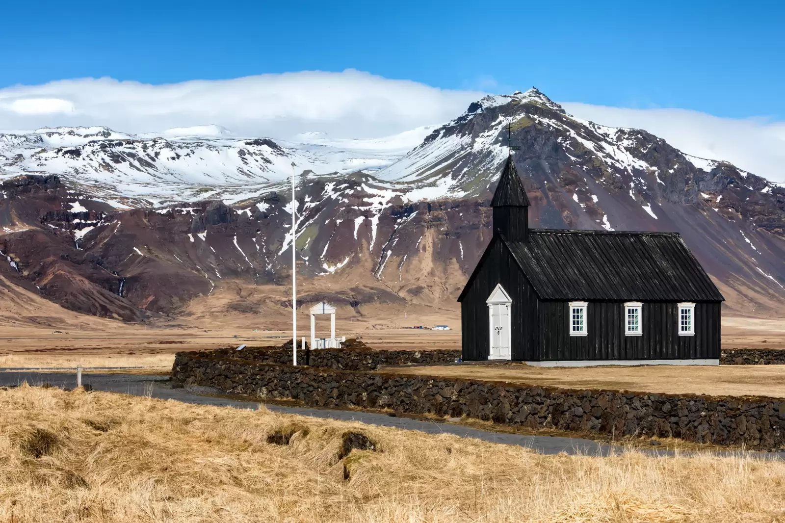 black church of budir in iceland
