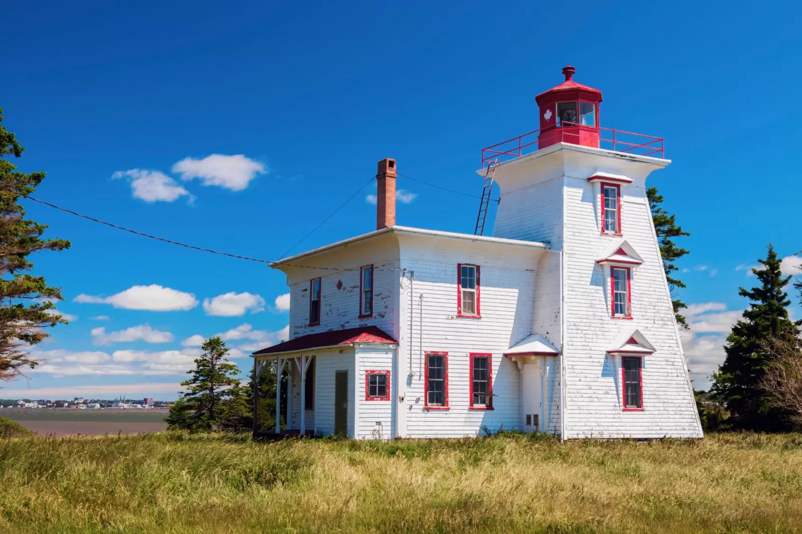 blockhouse point lighthouse on prince edward island and charlottetown panorama