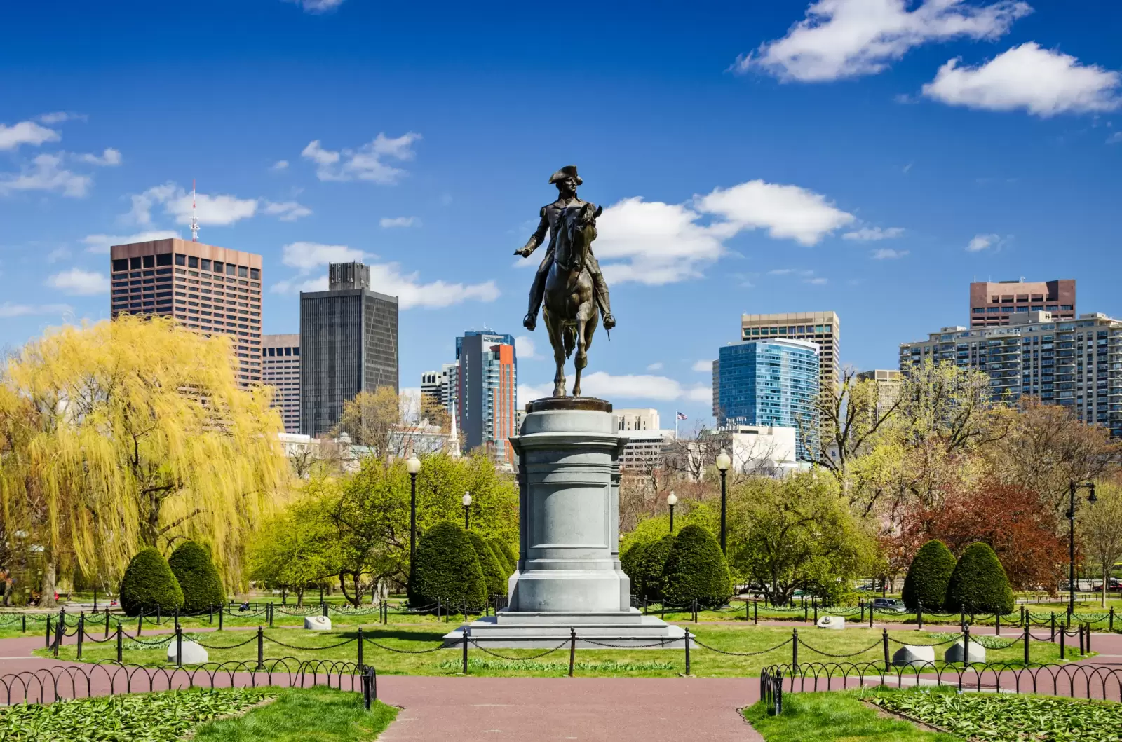 boston massachusetts at the public garden in the spring time