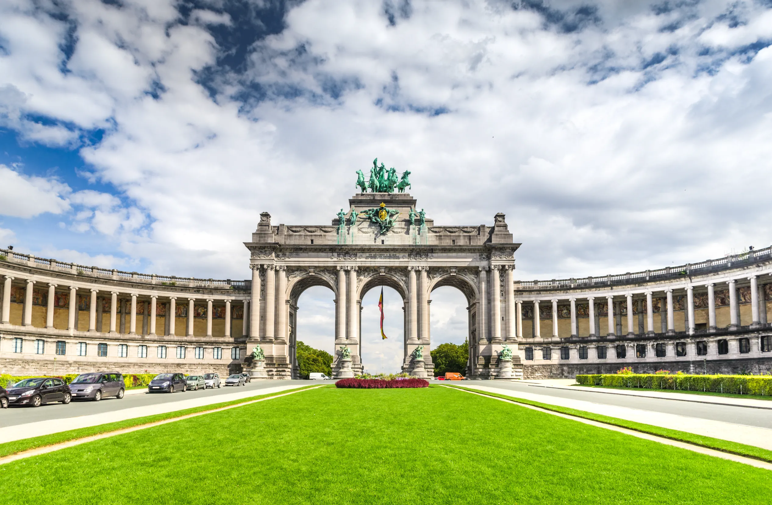 brussels belgium parc du cinquantenaire with the arch built for beglian independence