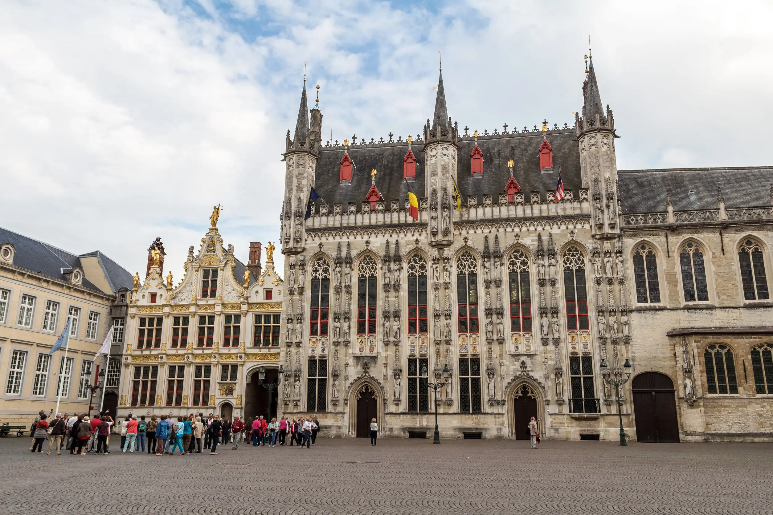 city hall in bruges in a beautiful summer day belgium