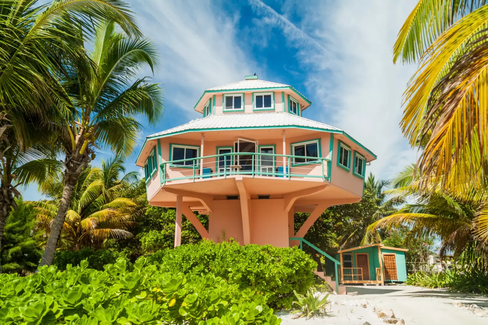 concrete stilt house at caye caulker island belize