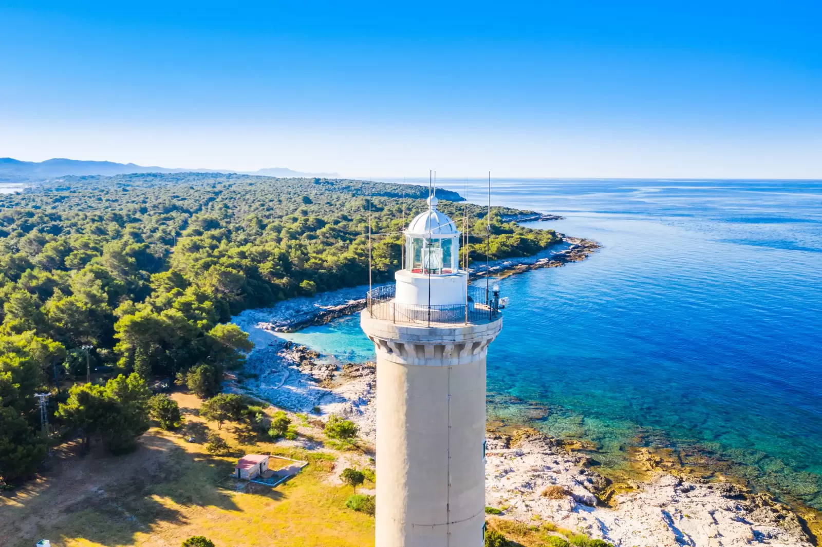 croatia morning on the island of dugi otok panoramic view of the lighthouse