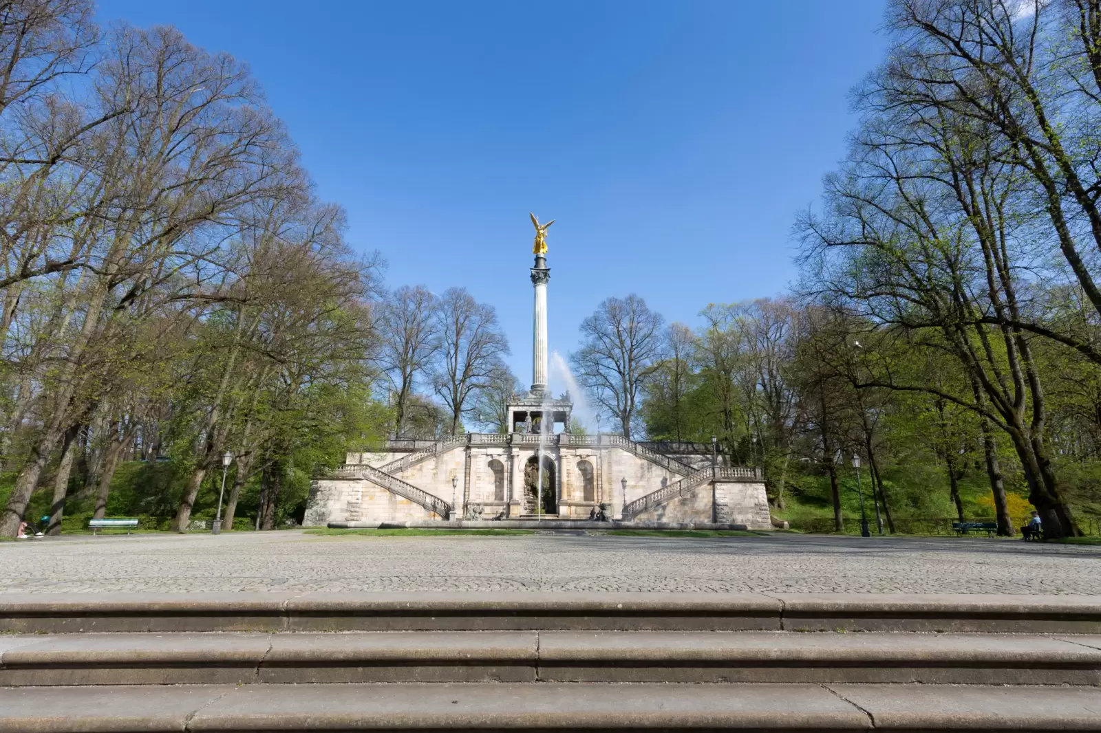 friedensengel statue in munich germany in spring