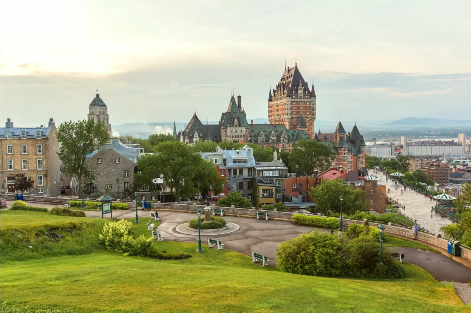 frontenac castle in old quebec city hotels and architecture concept