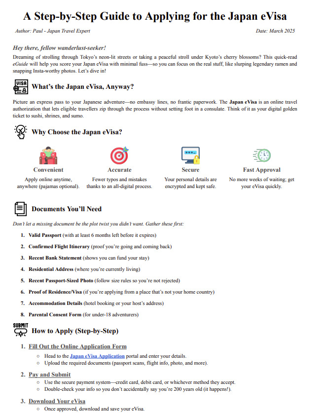 Guide to Applying for the Japan eVisa