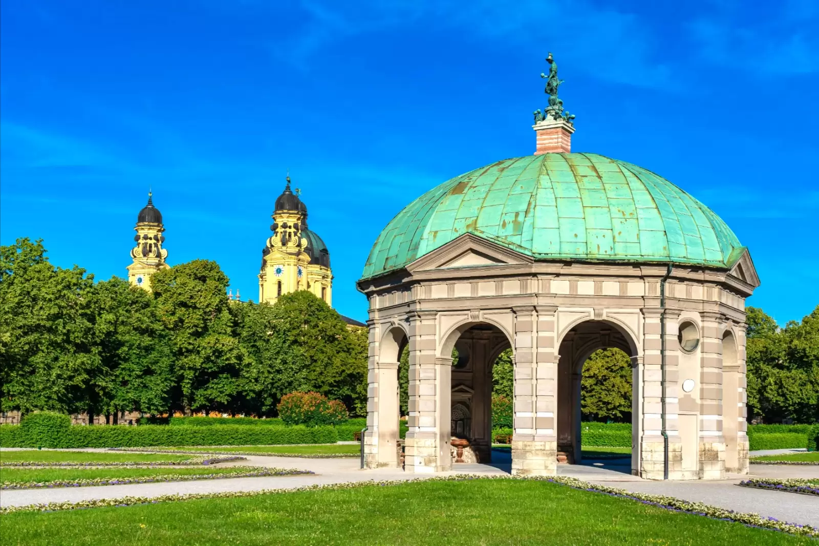 hofgarten park with dianatempel in munich germany