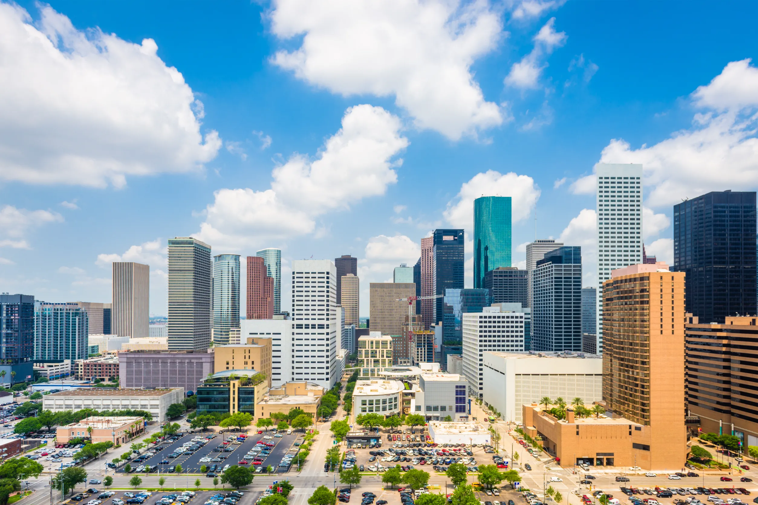 houston texas usa downtown city skyline at twilight