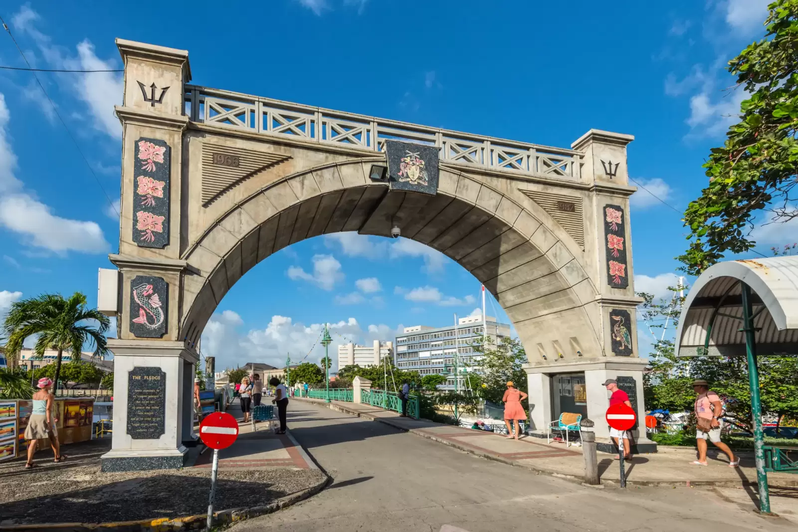 independence arch and the chamberlain bridge in bridgetown