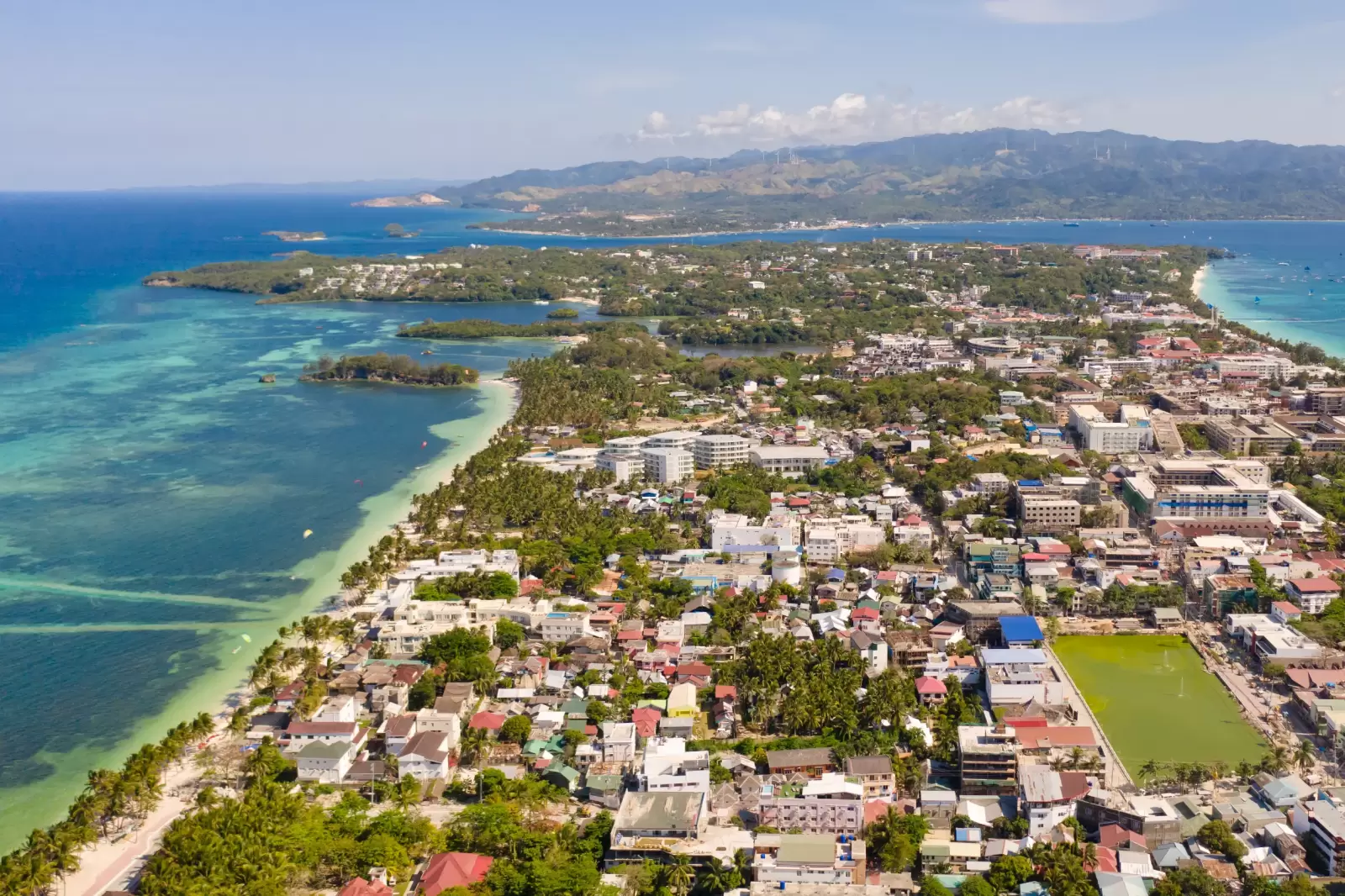 island of boracay philippines top view hotels and buildings
