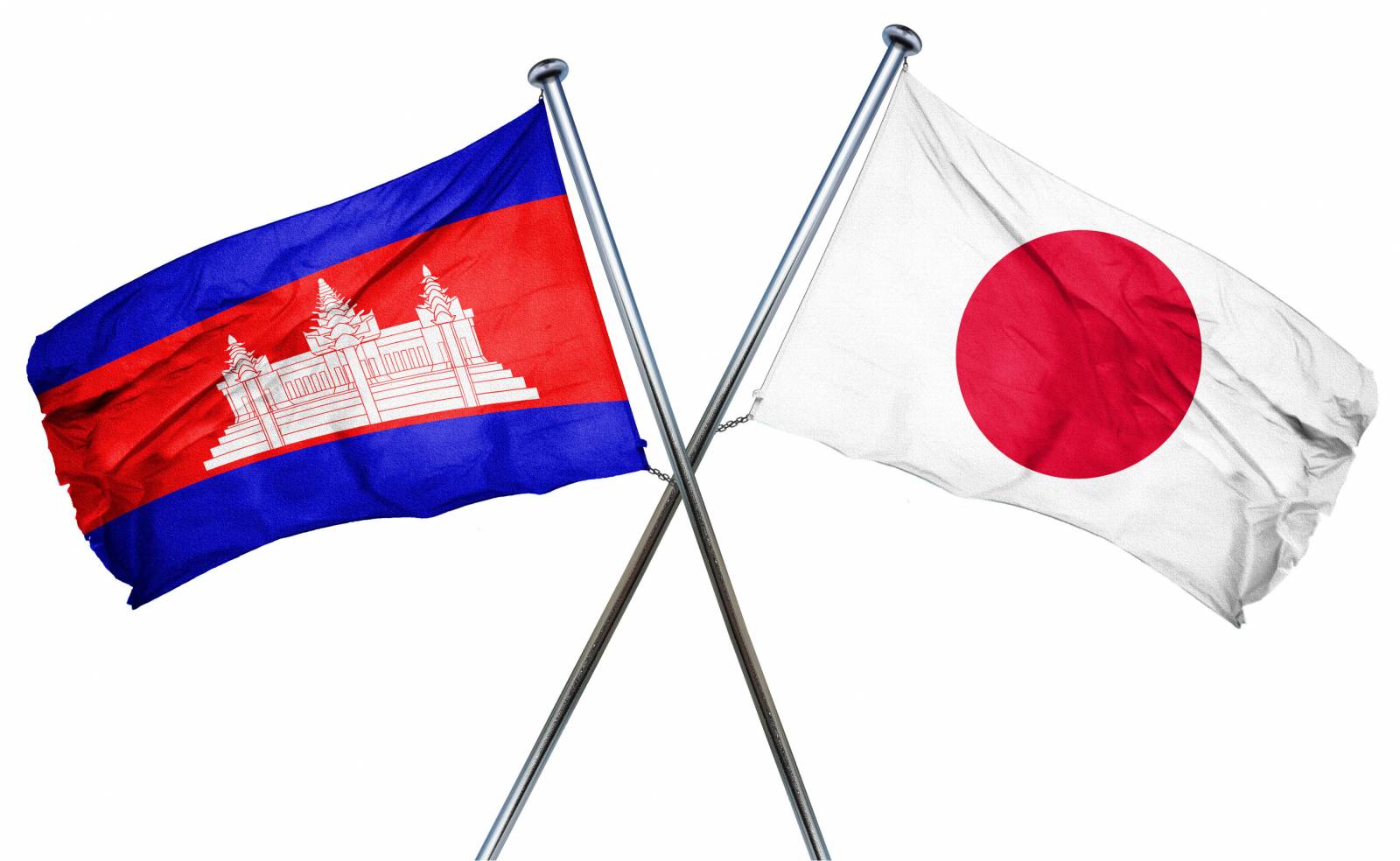 Japan And Cambodia Flag Together