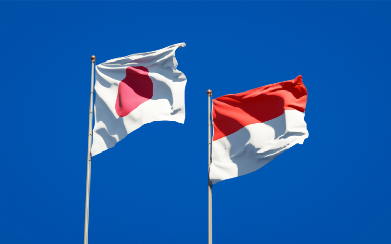 Japan And Indonesia Flag Together 