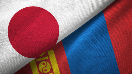 Japan And Mongolia Flags Together