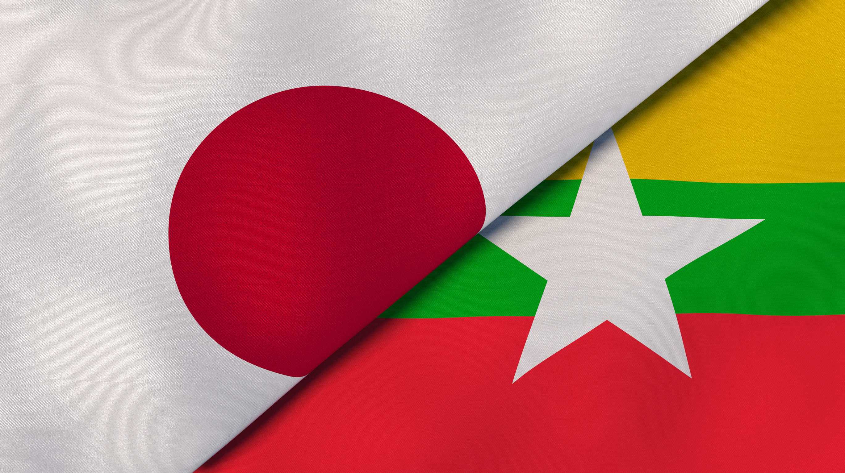 Japan and Myanmar flags overlapping