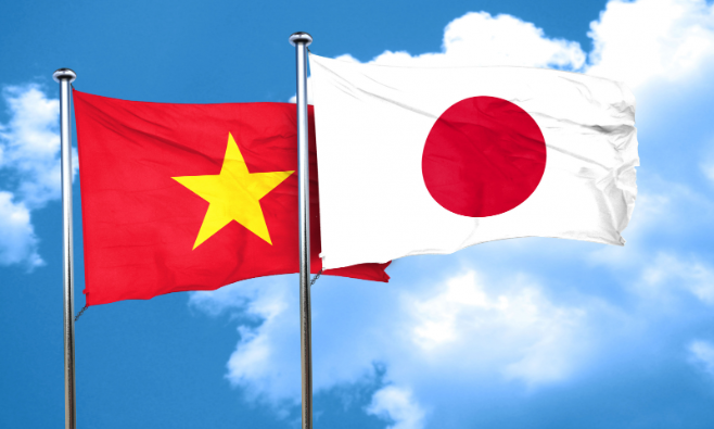 Japan And Vietnam Flags Together