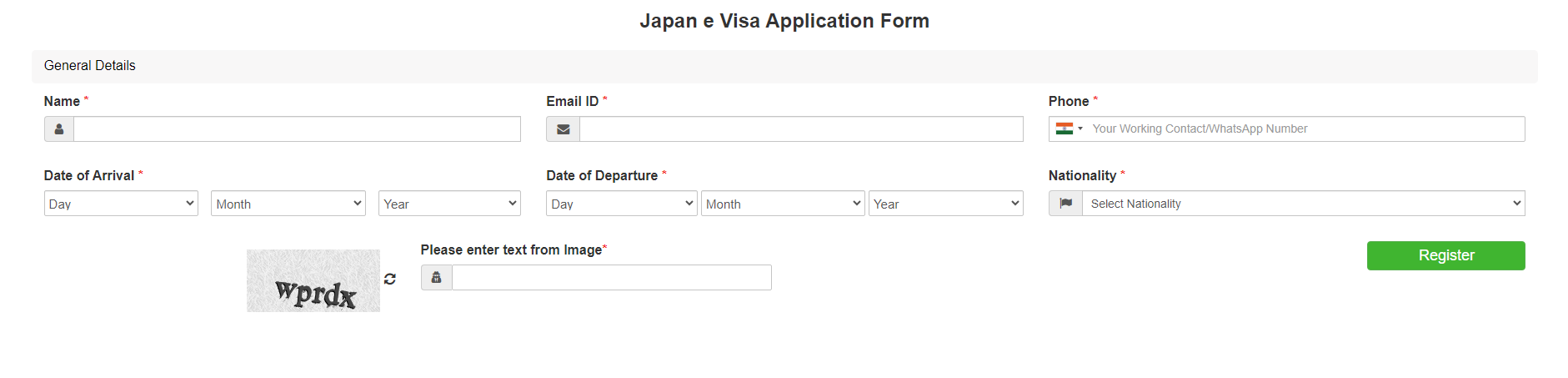 Japan Evisa Application Forms