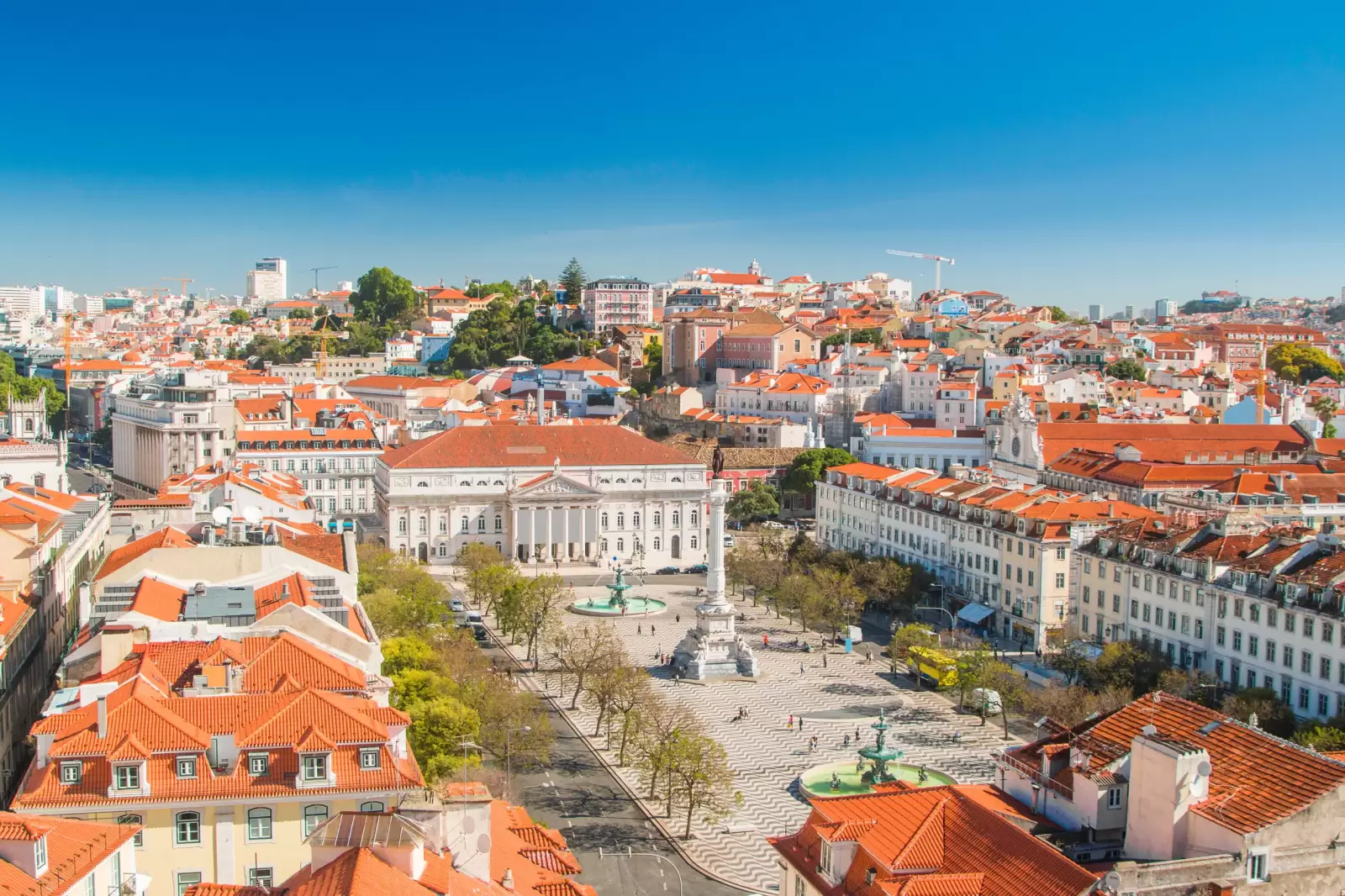 lisbon skyline from santa justa lift portugal