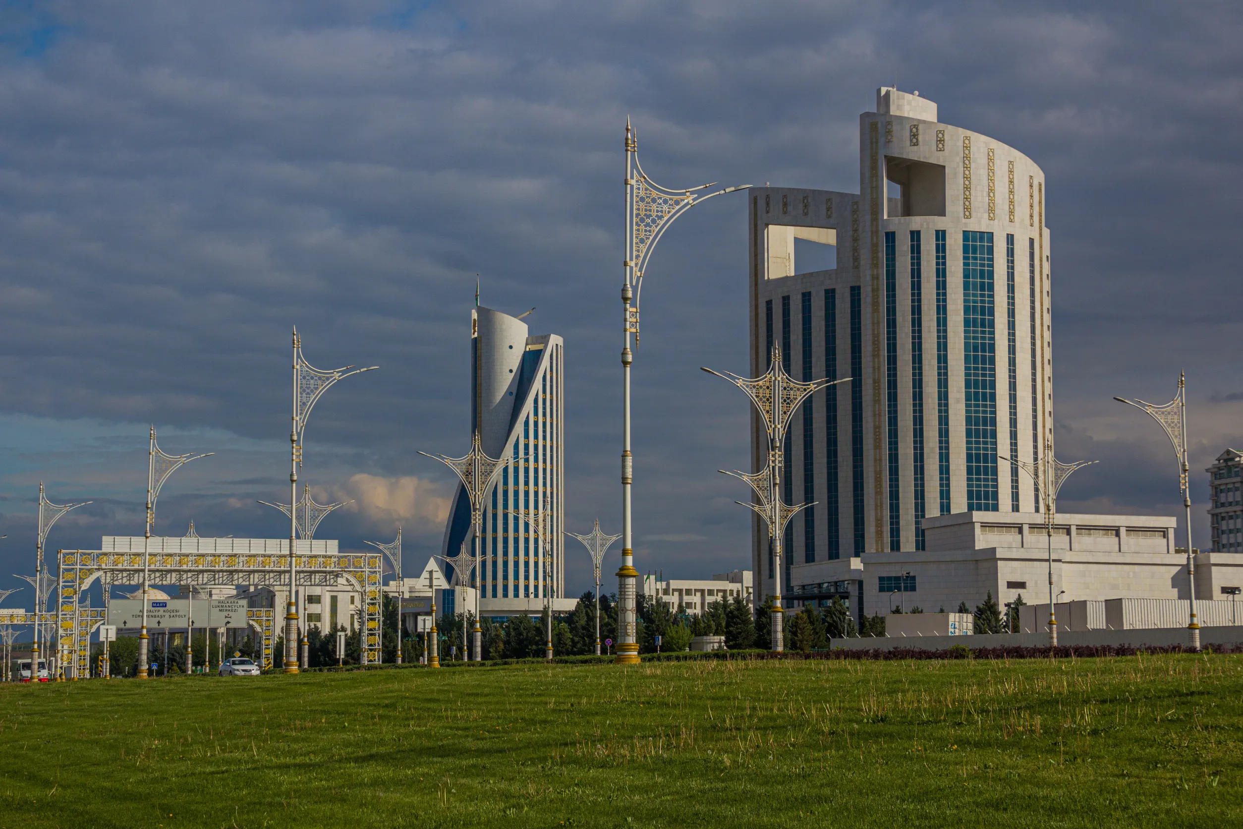 marble clad buildings of modern ashgabat turkmenista