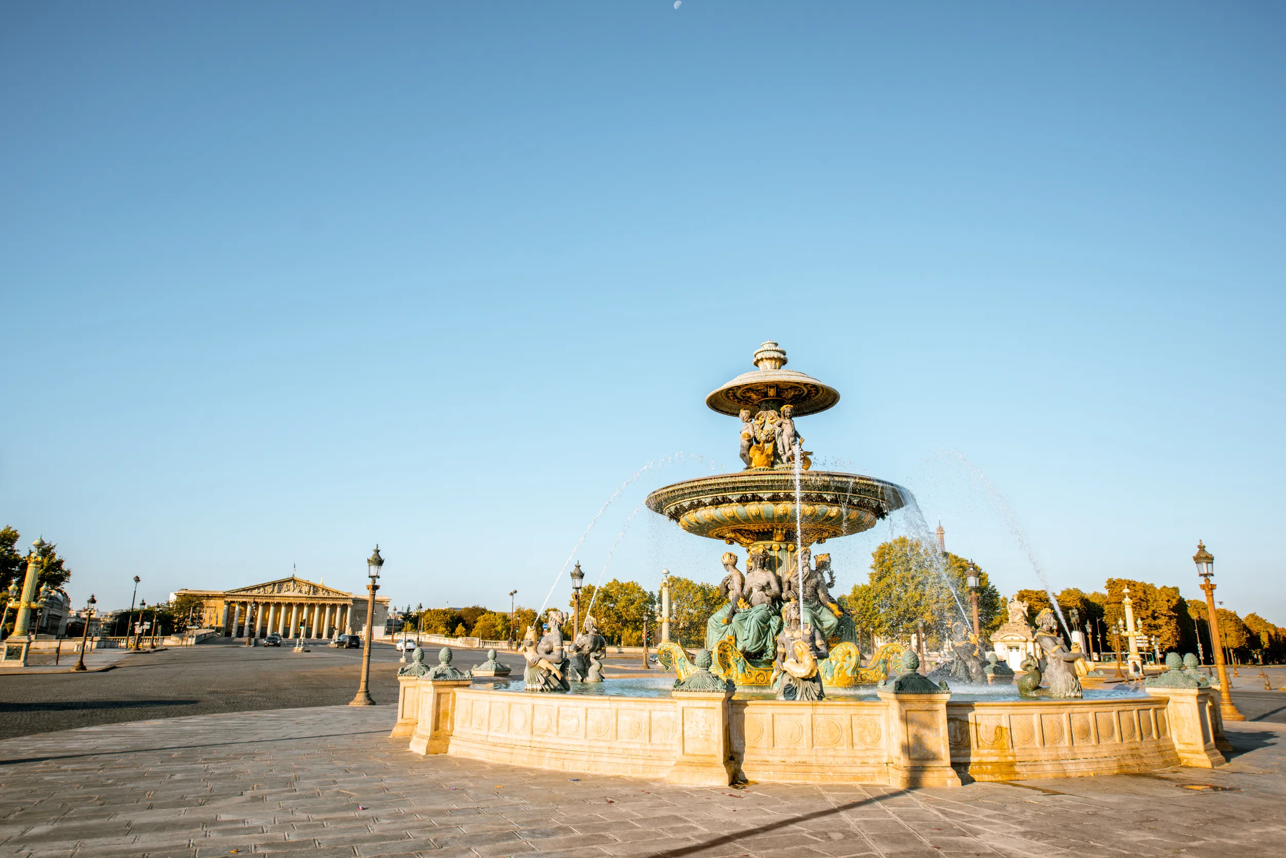 maritime fountain on concordia square during the morning light in pari