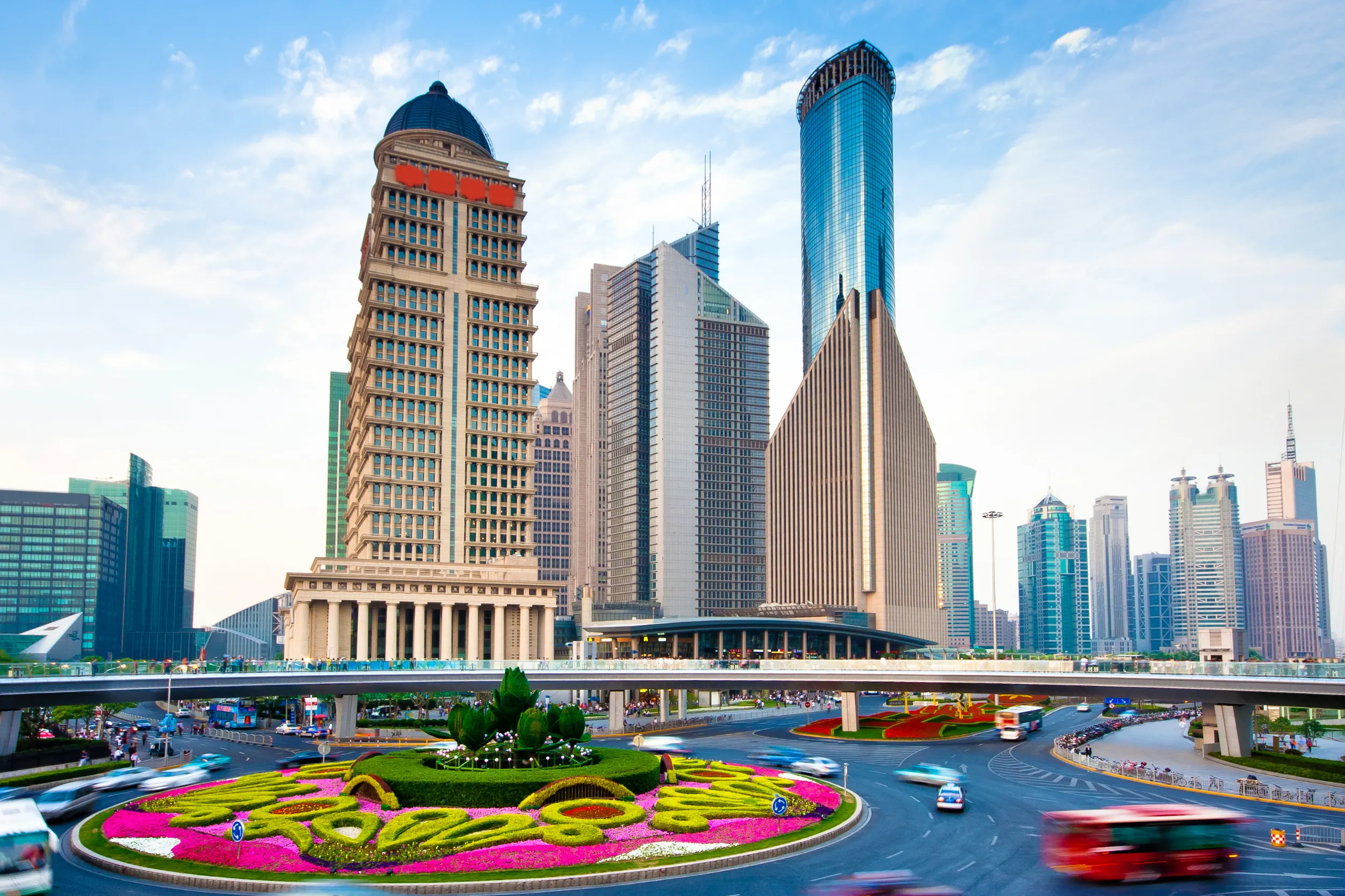 modern office buildings and in shanghai china.