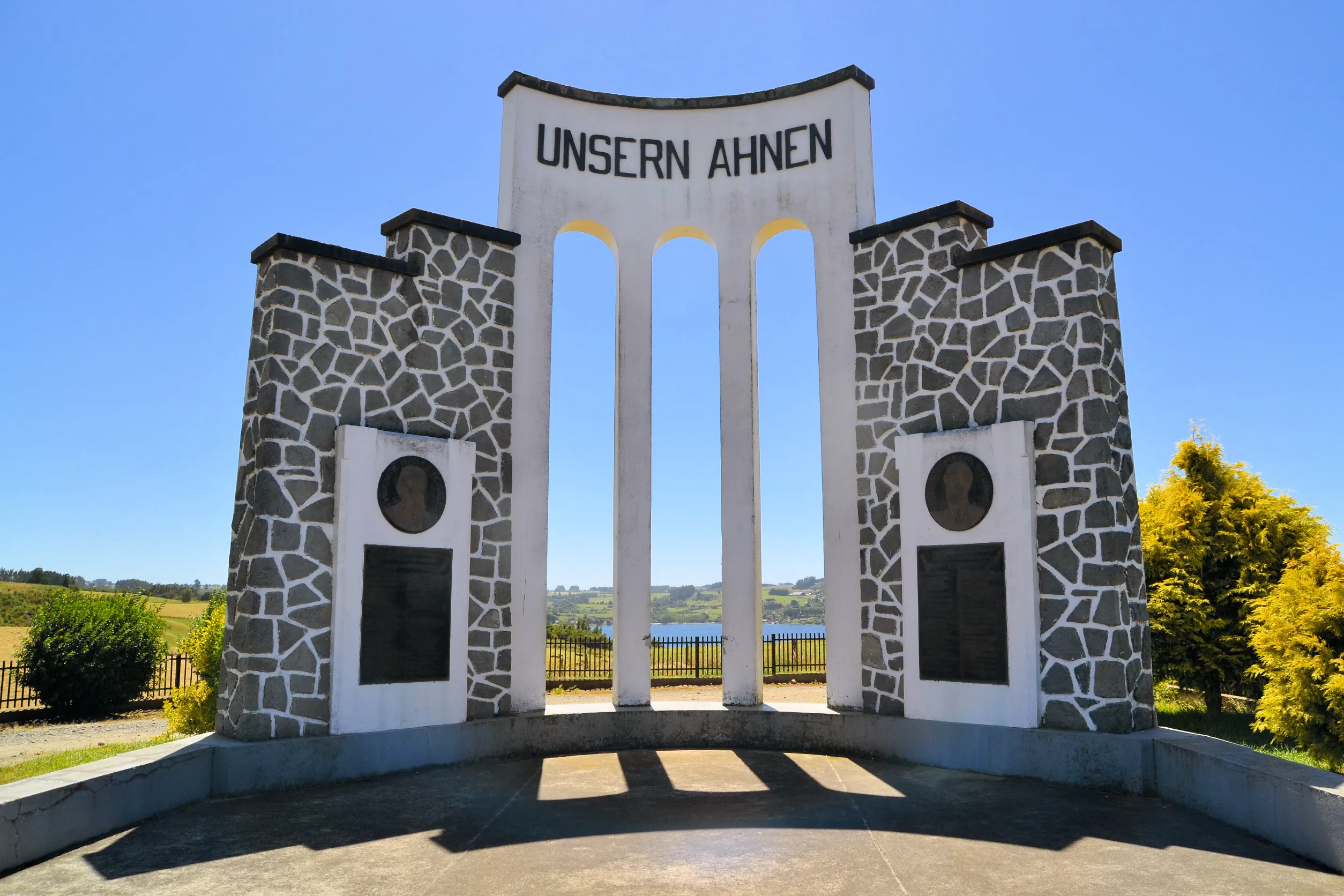 monument for german immigrants in chile near lake llanquihue between frutillar