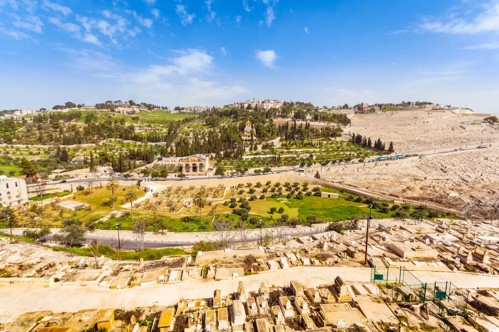 mount of olives and the old jewish cemetery in jerusalem israel gethsemane