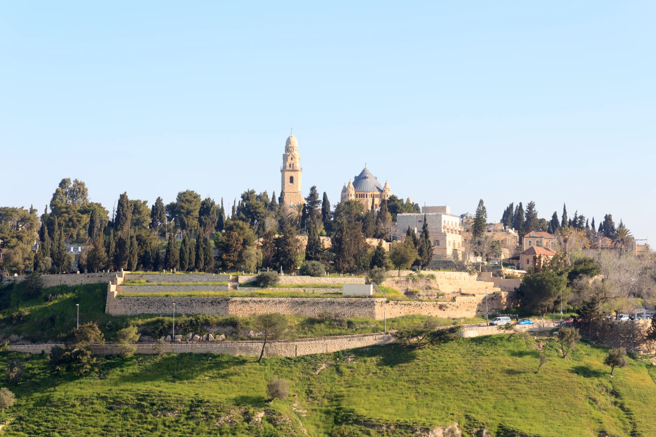 mount zion with abbey of the dormition in jerusalem israel