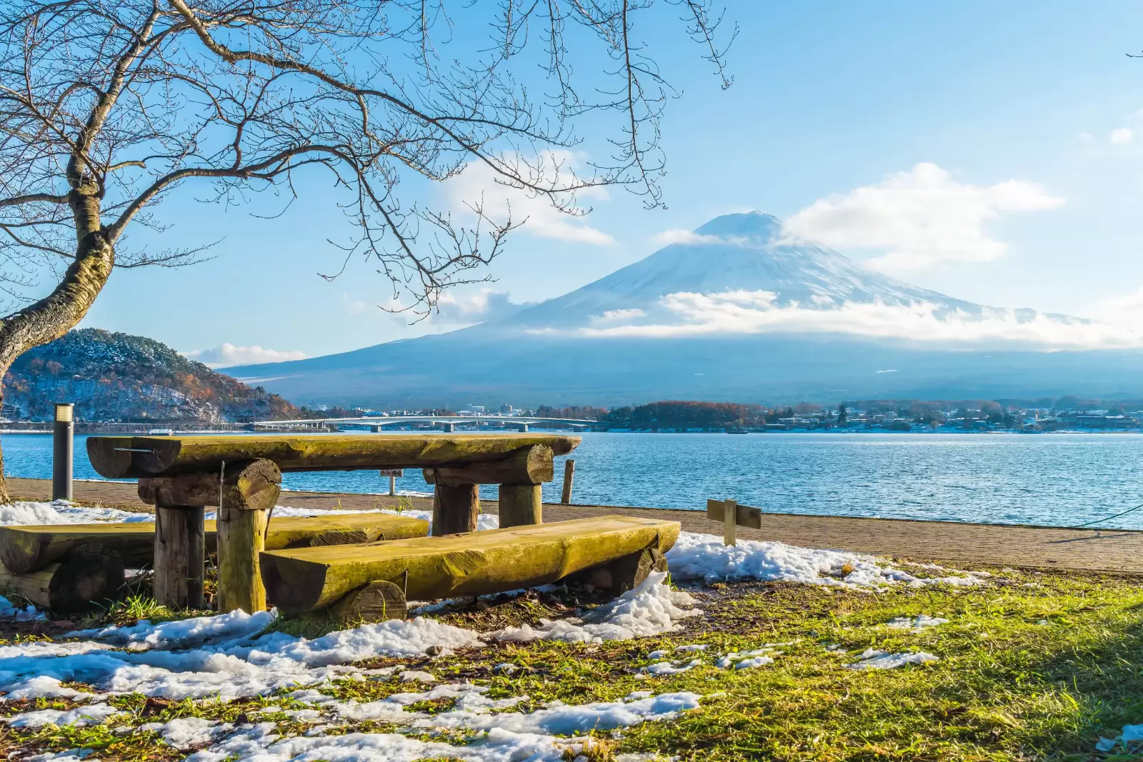 mountain fuji kawaguchiko lake japan