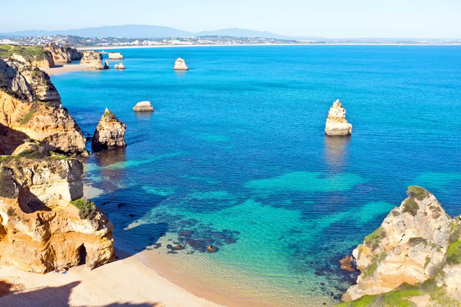 natural rocks at praia do camillo in lagos portugal