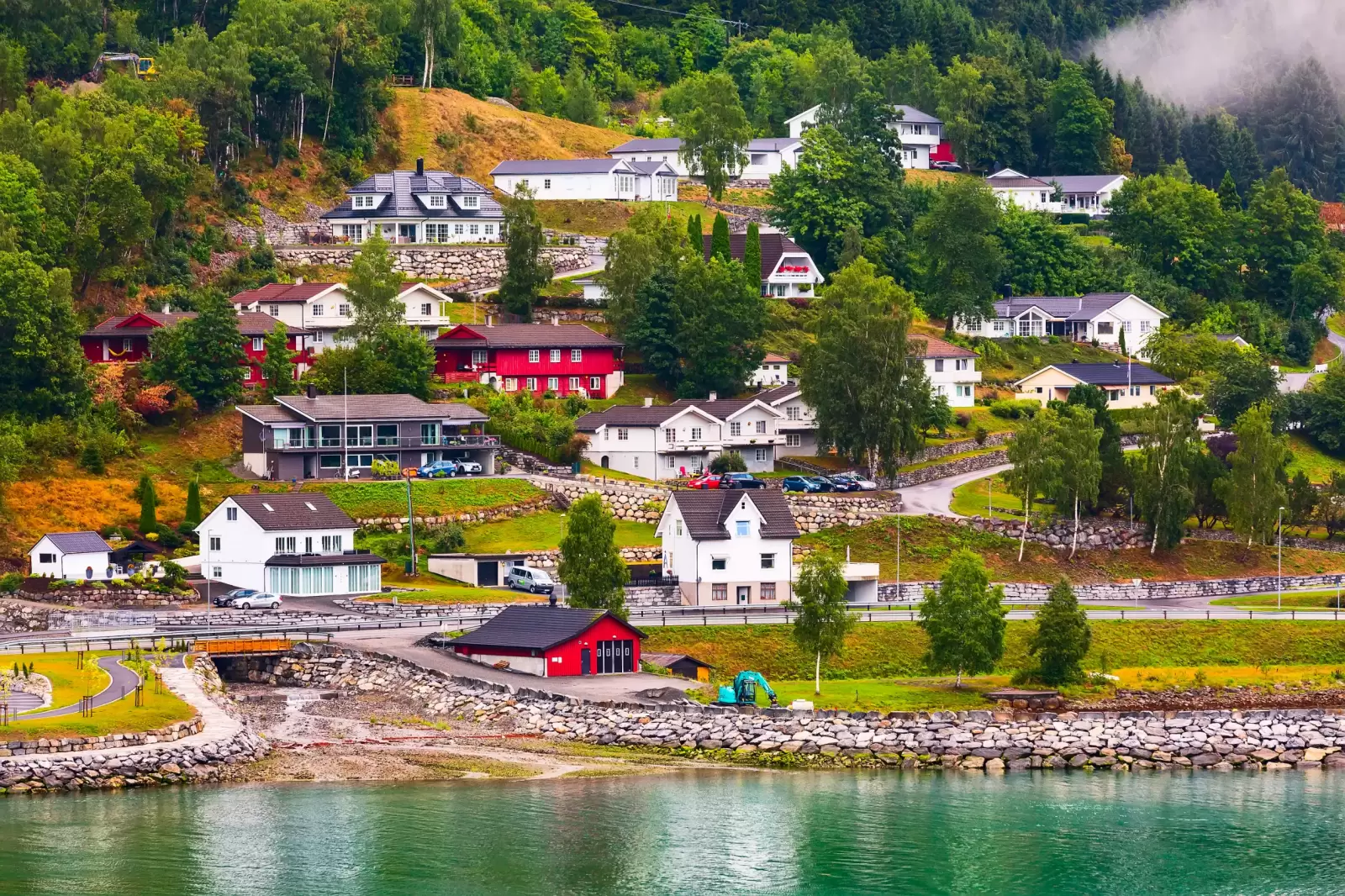 norwegian fjord village landscape