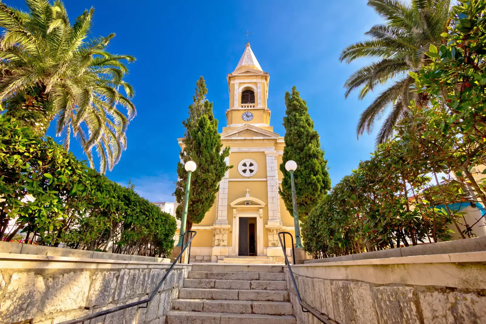novalja on pag island church view dalmatia croatia