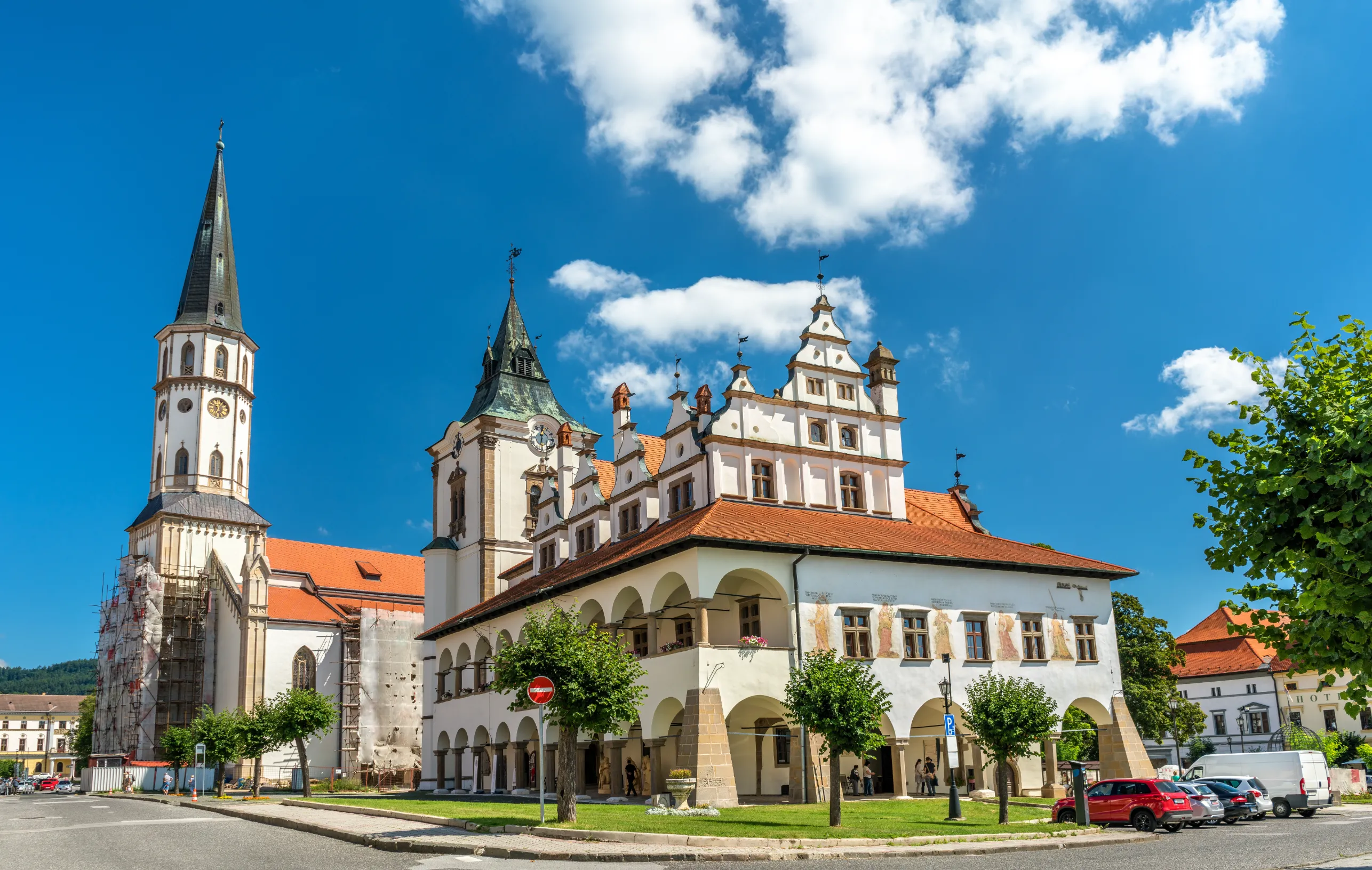 old town hall and st james church in levoca slovakia