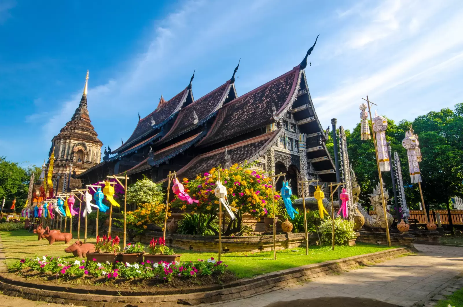 old wooden church of wat lok molee chiangmai thailand