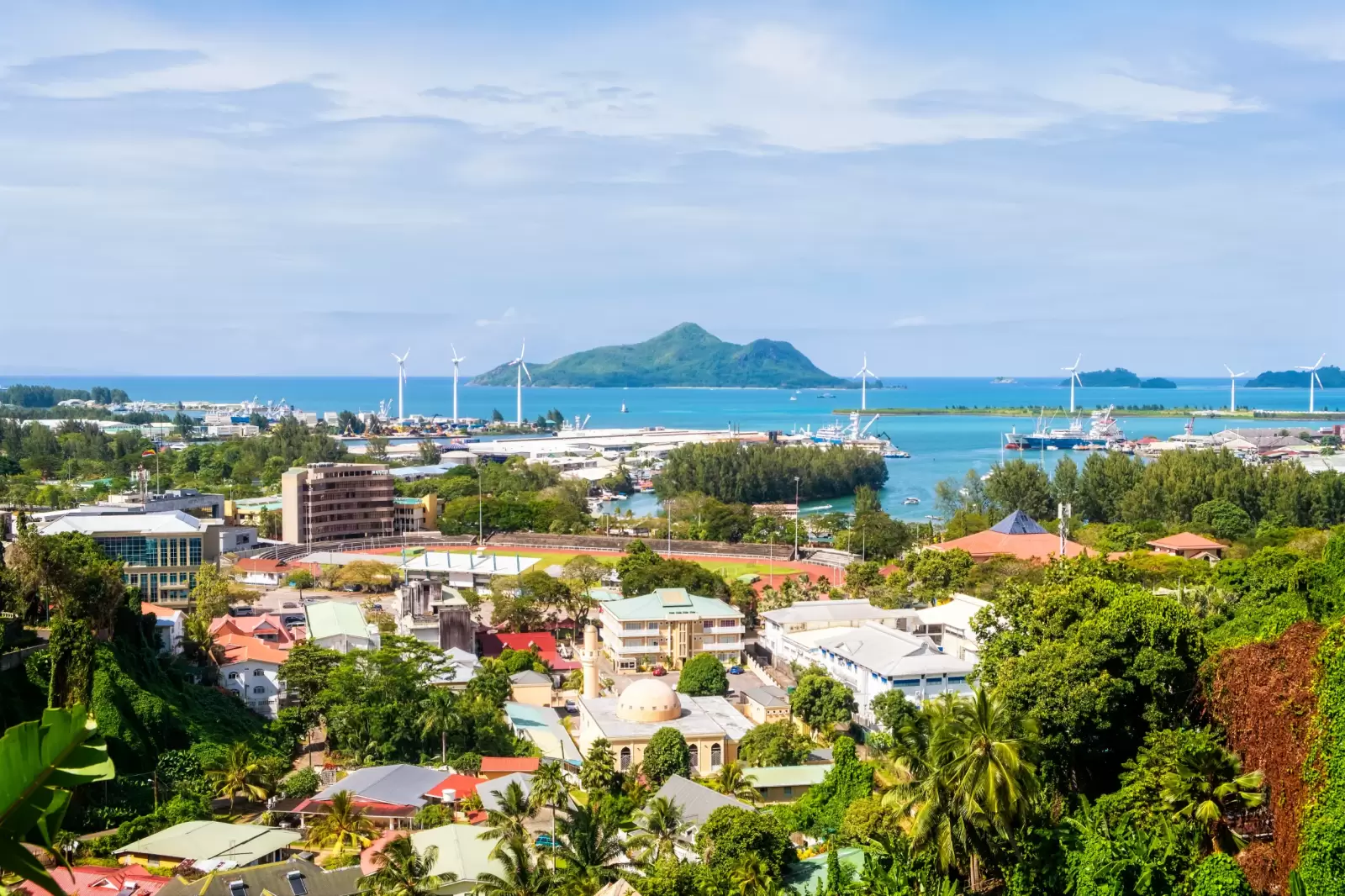 overlook of colourful seychelles capital victoria mahe island