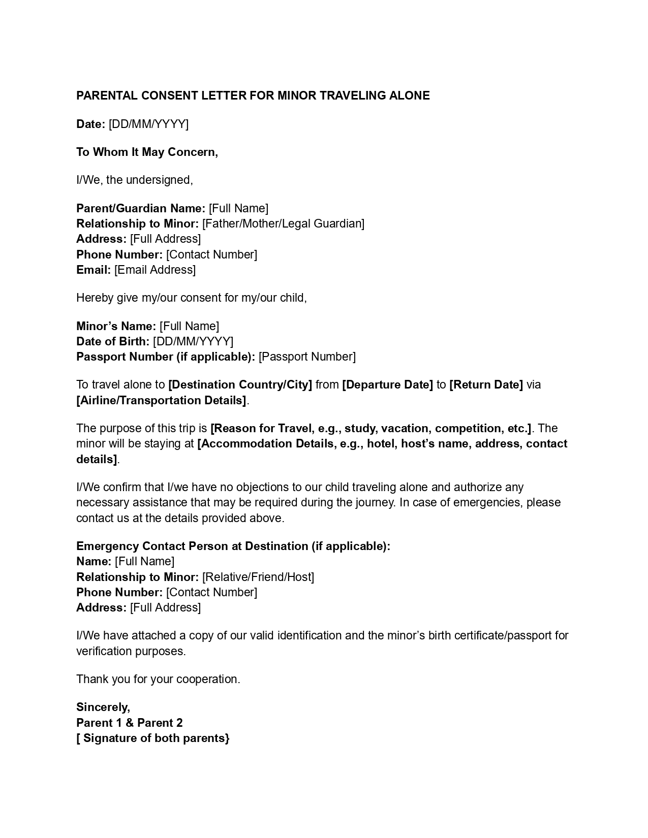 Parental consent form 