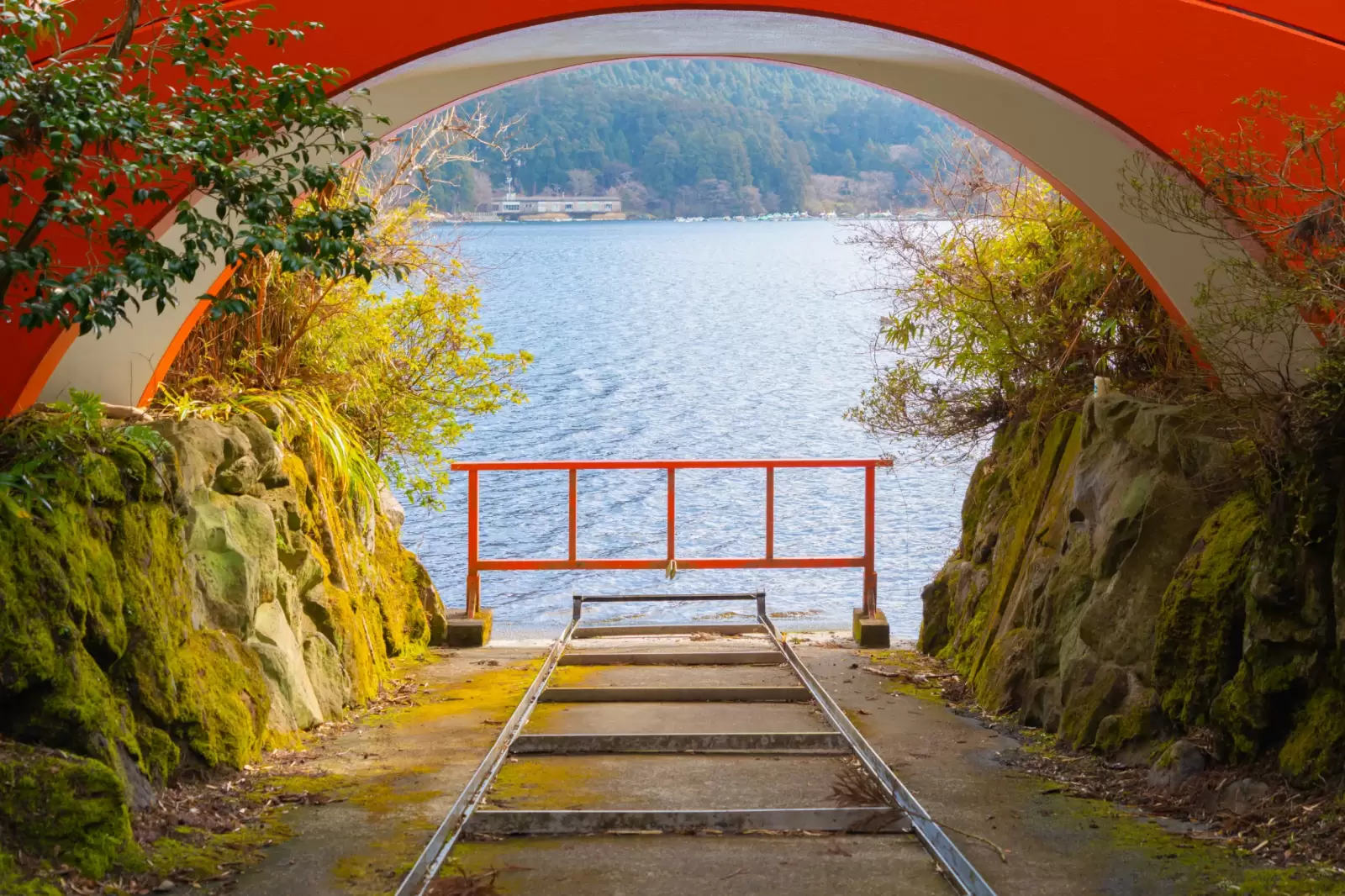red bridge at fujisan hongu sengen taisha temple fujinomiya shizuoka