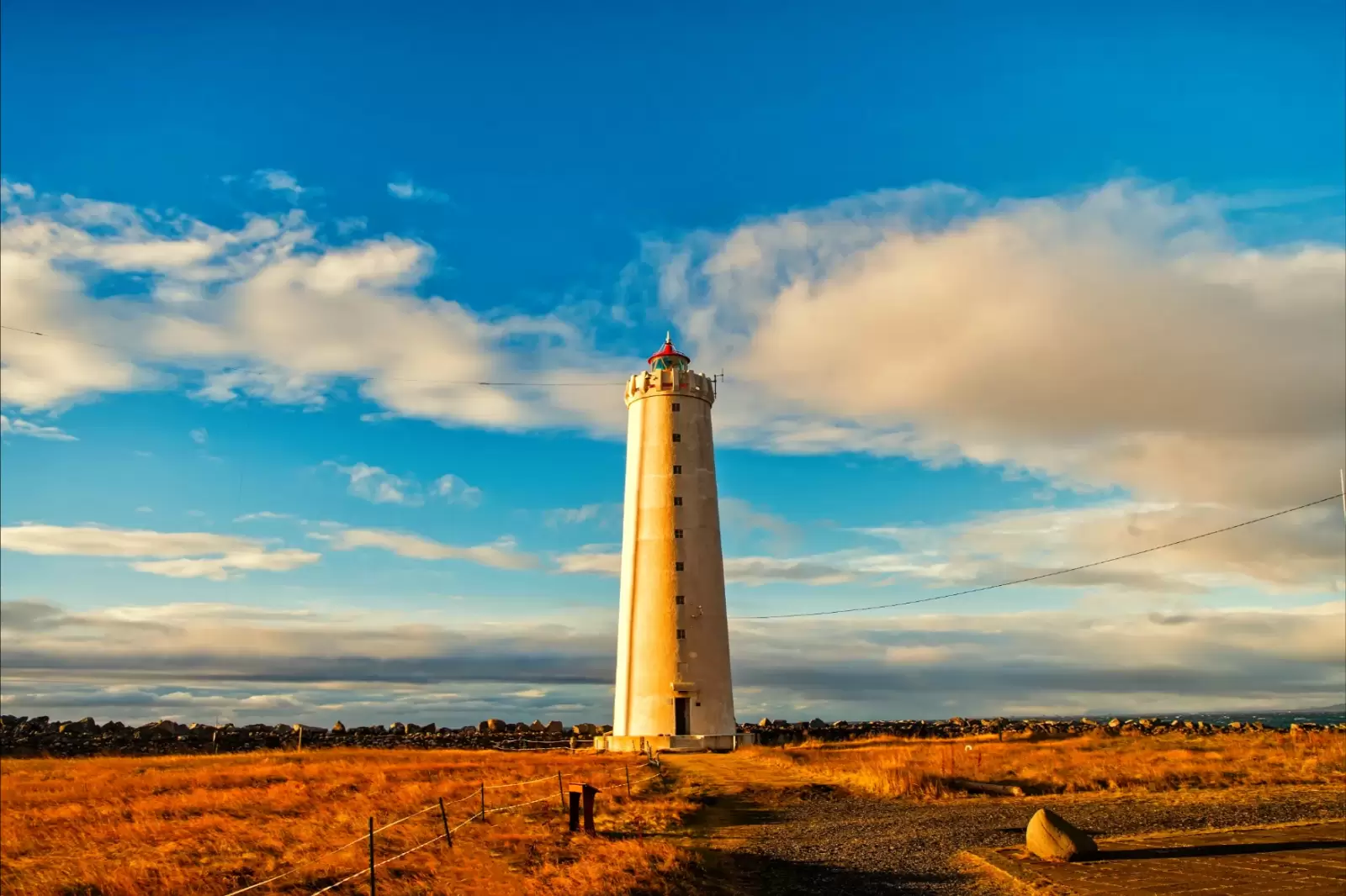 reykjavik iceland lighthouse tower in autumn