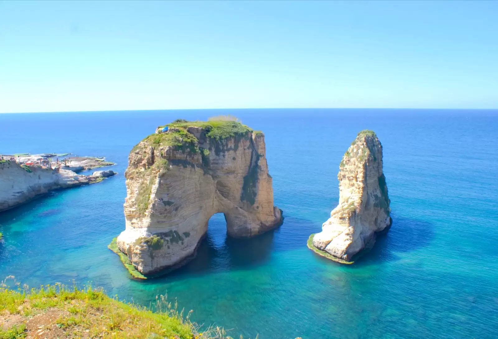 rouche sea front of beirut the capital city of lebanon