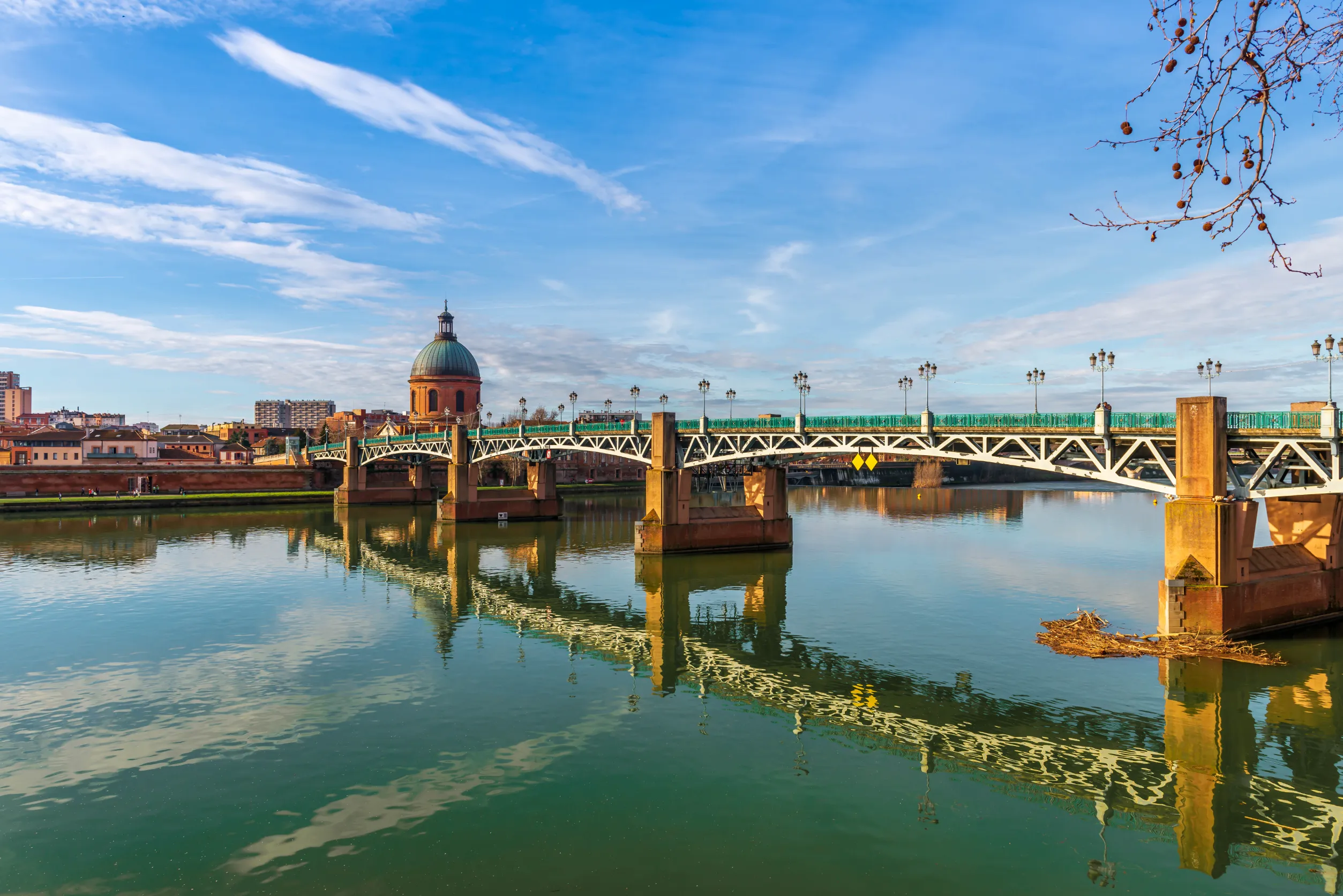 saint pierre bridge over the garonne and the grave in toulouse in occitania france