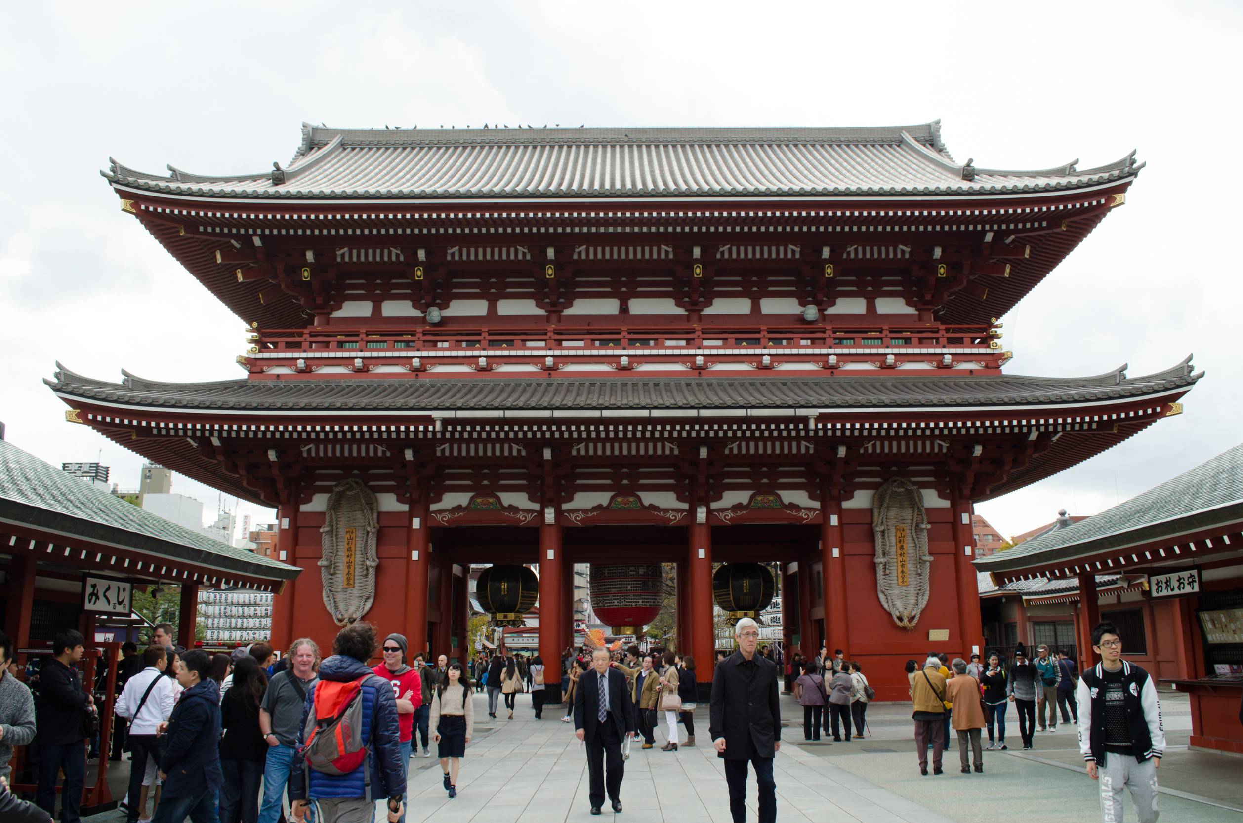 Senso-ji temple gate with visitors