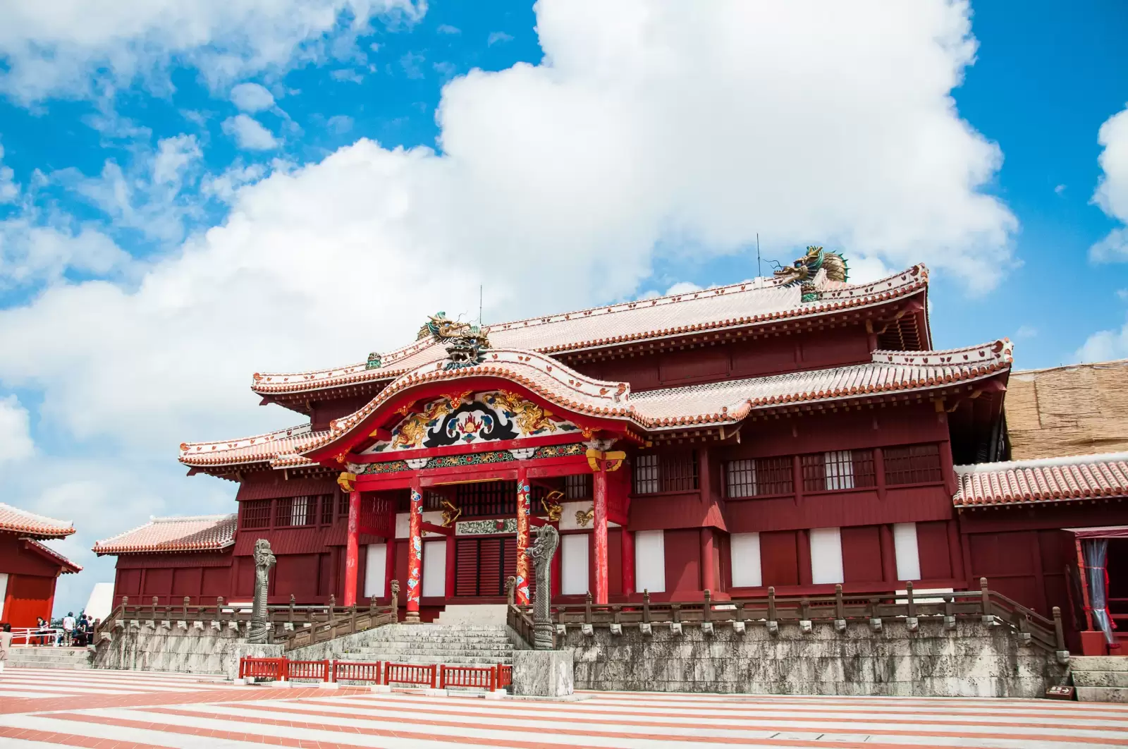 shuri castle under the clear blue sky okinawa japan
