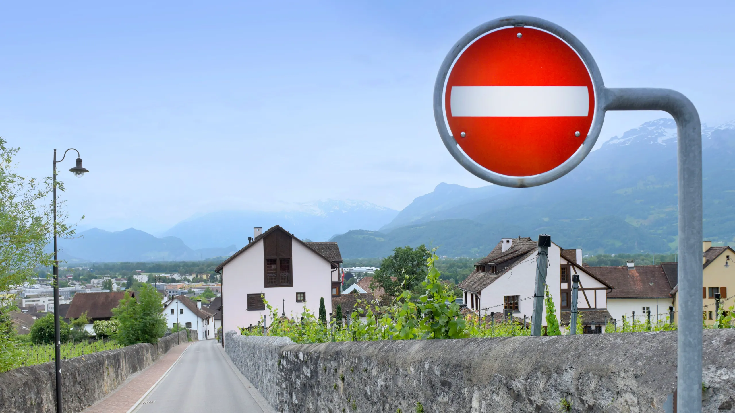 sign stop in vaduz liechtenstein