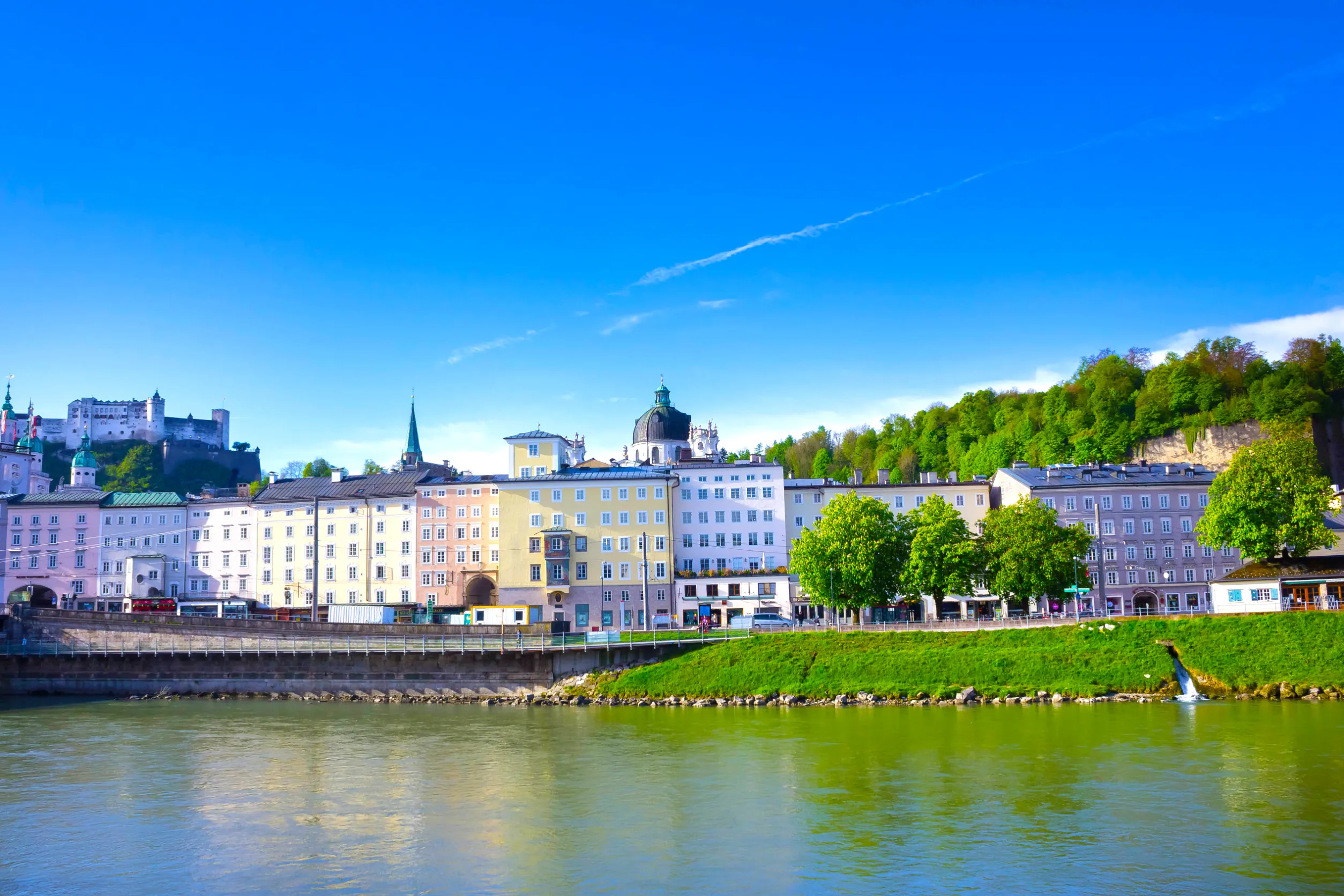 skyline with river salzach salzburger land austria