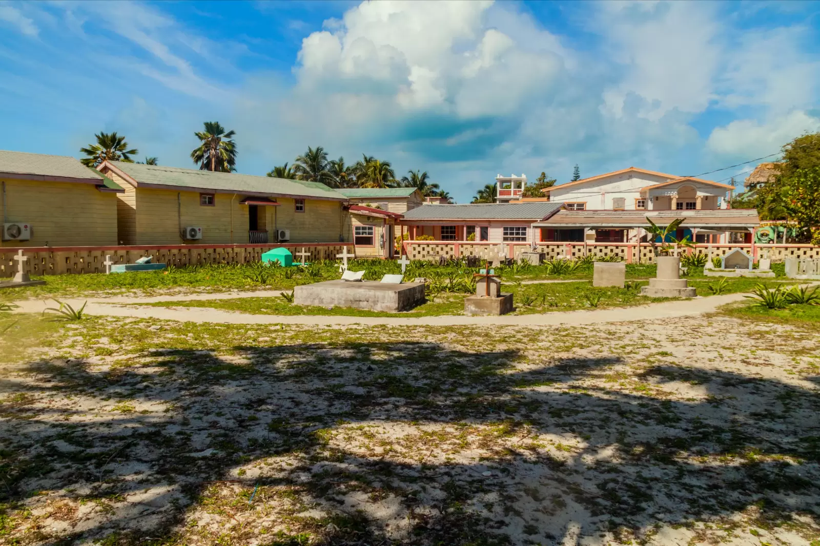 small cemetery in caye caulker village belize